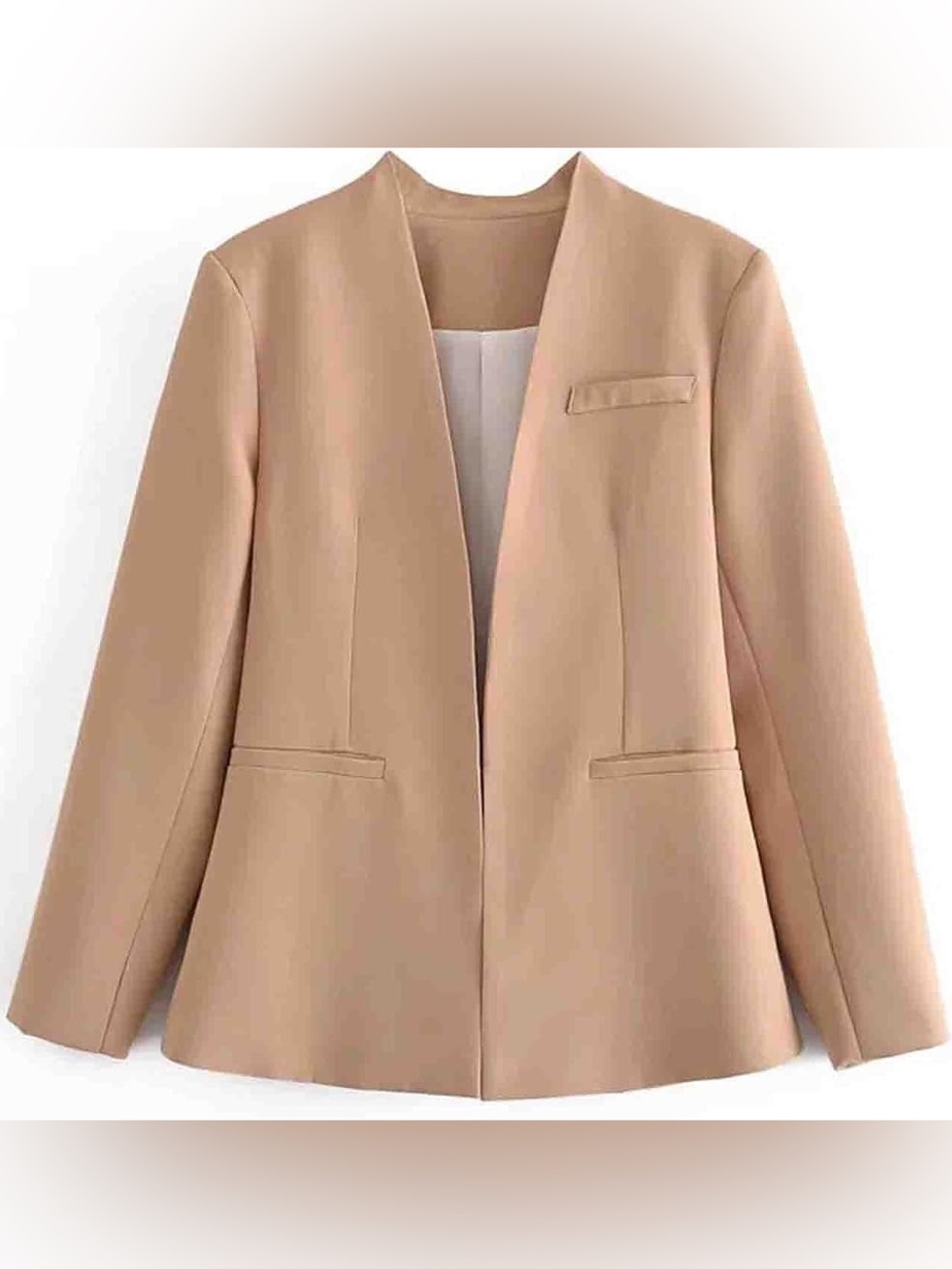 Amazon Women's Tan Open-Front Blazer Jacket